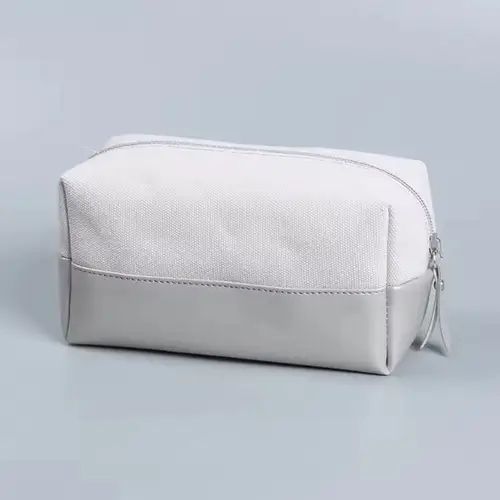 New Design Two-color Small Women Travel Canvas Makeup Bag Leather Dopp Bag